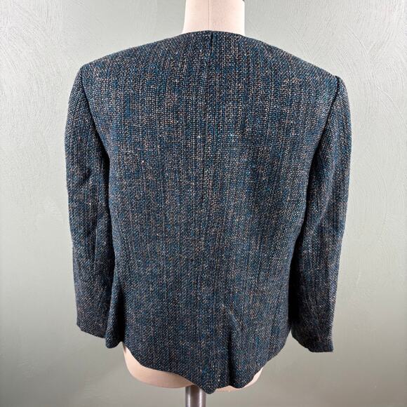 Kasper Jacket Women's Size 14W Blue Tweed Office Career Formal Lined Blazer - Picture 9 of 10